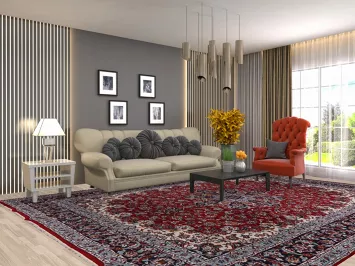 Red Traditional Kashan Turkish Area Rug 10x13