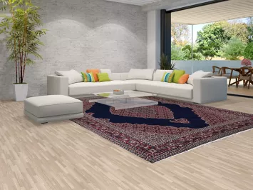 Navy Blue Geometric Tabriz Turkish Area Rug 10x13