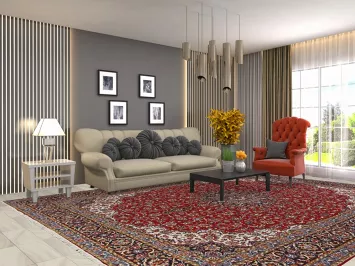 Traditional Red Kashan Turkish Area Rug 10x13