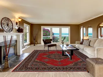 Geometric Red Kashan Turkish Area Rug 10x13