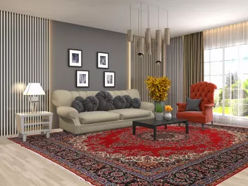 Red Medallion Kashan Turkish Area Rug 10x13