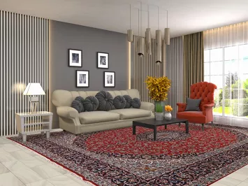 Traditional Red Kashan Turkish Area Rug 10x13