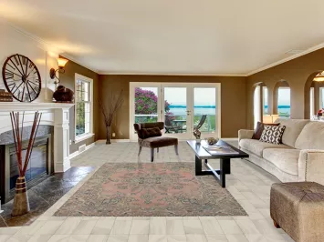 Distressed Pink Wool Tabriz Persian Area Rug 7x10