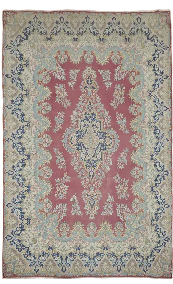 Vintage Dark Pink Traditional Floral Kerman Persian Large Rug 10x16