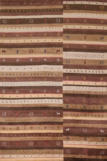 Tribal Wool Striped Gabbeh Indian Area Rug 5x8