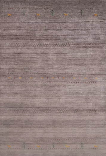 Gray & Brown Striped Gabbeh Indian Area Rug 5x8