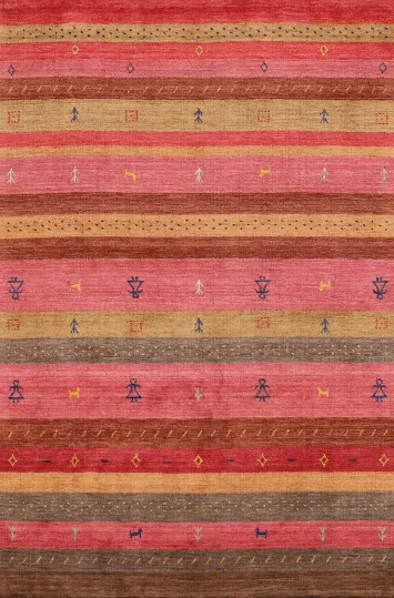 Striped Wool Tribal Gabbeh Indian Area Rug 5x8