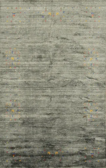 Simple Gabbeh Area Rug 5x8 with Delicate Color Highlights