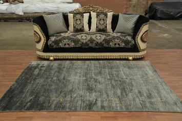 Simple Gabbeh Area Rug 5x8 with Delicate Color Highlights