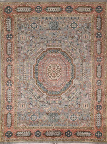 Gray Geometric Khotan Indian Area Rug 8x10