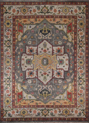 Geometric Wool Heriz Serapi Indian Area Rug 8x10