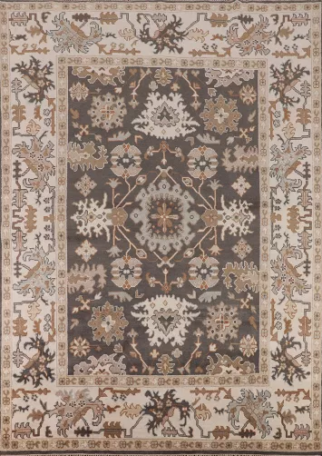 All-Over Floral Wool Oushak Indian Area Rug 8x10