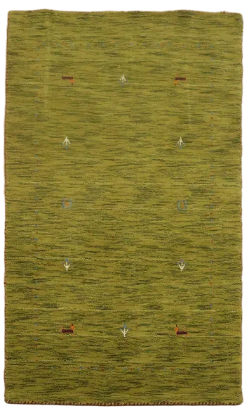 Luxurious Olive Green Rug with Subtle Geometric Patterns 3x5