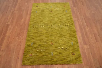 Lime Green Wool Gabbeh Indian Accent Rug 3x5