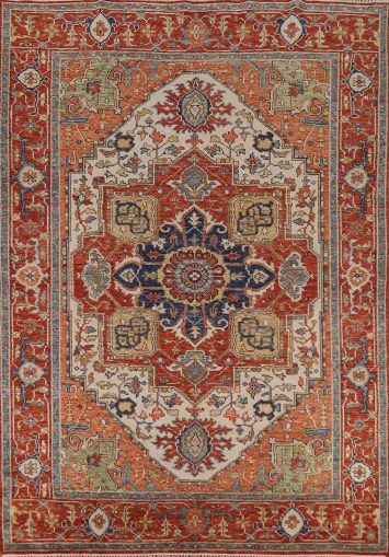 Geometric Wool Heriz Serapi Indian Area Rug 9x12