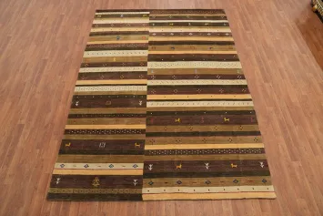Striped Gabbeh Oriental Area Rug 7x10