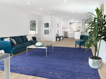 Blue Striped Silk Gabbeh Oriental Area Rug 9x11