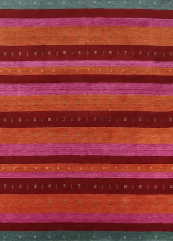 Striped Wool Gabbeh Indian Area Rug 8x10