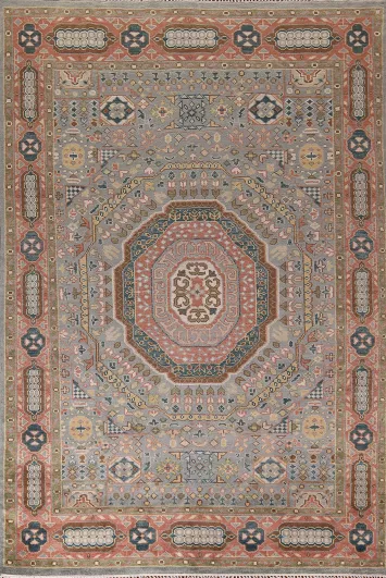 Gray Geometric Khotan Oriental Area Rug 9x12