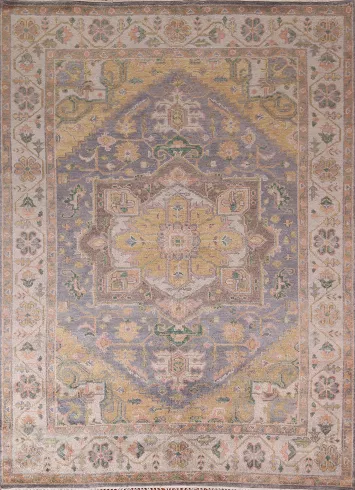 Geometric Blue Heriz Serapi Indian Area Rug 8x10