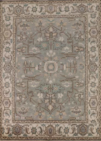 Handmade Gray Wool Oushak Oriental Area Rug 8x10