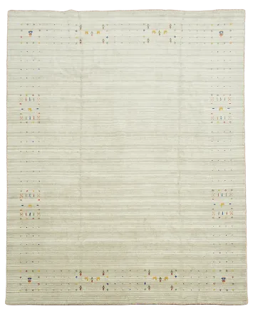Elegant Ivory Gabbeh Rug with Subtle Geometric Pattern Accents 8x10