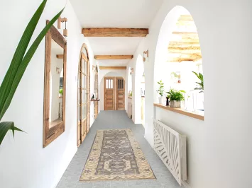 Gray Wool Oushak Indian Runner Rug 3x10