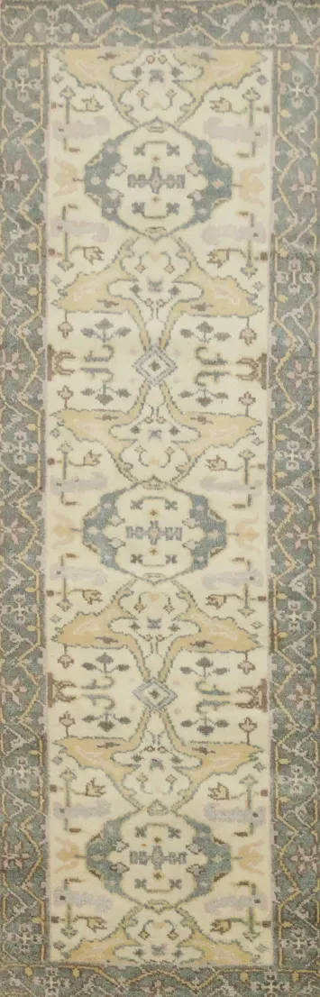 Earth Tone Wool Oushak Oriental Runner Rug 3x8