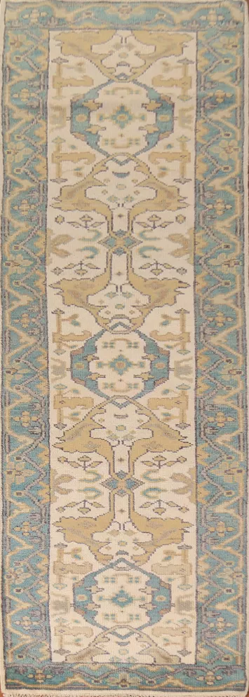 Handmade Wool Oushak Oriental Runner Rug 3x10