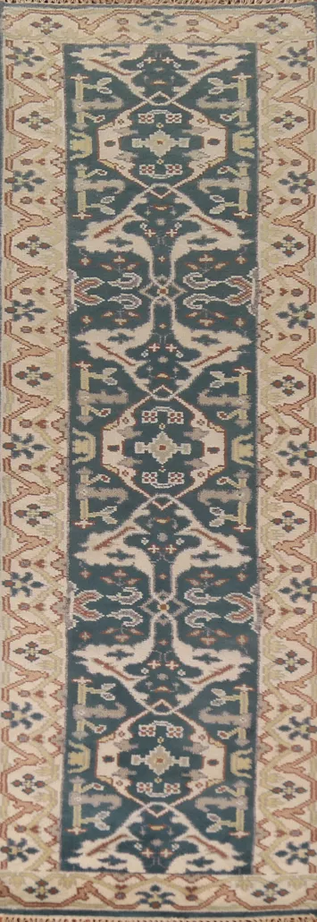 Handmade Oushak Wool Runner Rug 2x10