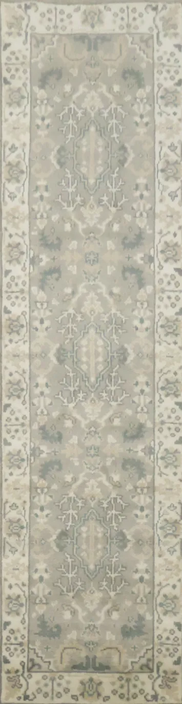 Earth Tone Wool Oushak Indian Runner Rug 3x10