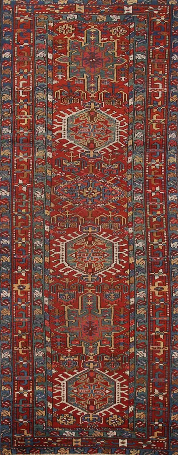 Antique Vegetable Dye Heriz Serapi Persian Runner Rug 3x10