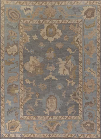 All-Over Vegetable Dye Oushak Turkish Area Rug 9x12