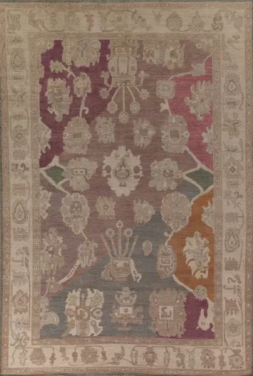 All-Over Floral Oushak Vegetable Dye Area Rug 9x12