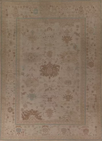 Earth Tone Wool Oushak Vegetable Dye Area Rug 8x11