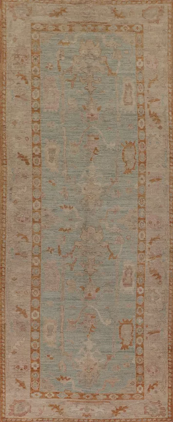 Vegetable Dye Oushak Turkish Runner Rug 4x12