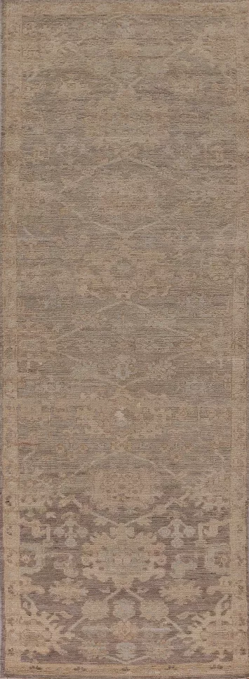Vegetable Dye Oushak Turkish Runner Rug 3x10