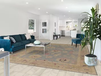 Light Blue Vegetable Dye Oushak Turkish Area Rug 9x12