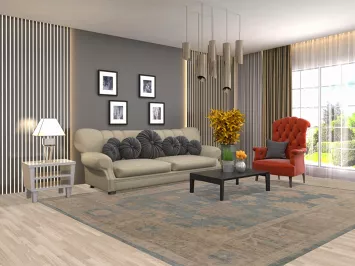 Handmade Blue Floral Oushak Vegetable Dye Area Rug 8x10