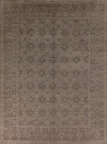 All-Over Geometric Oushak Vegetable Dye Area Rug 8x10