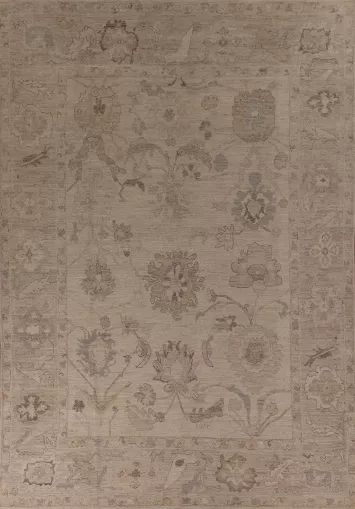 Vegetable Dye Beige Oushak Oriental Area Rug 9x12