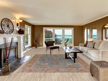 Blue Floral Oushak Vegetable Dye Area Rug 8x10