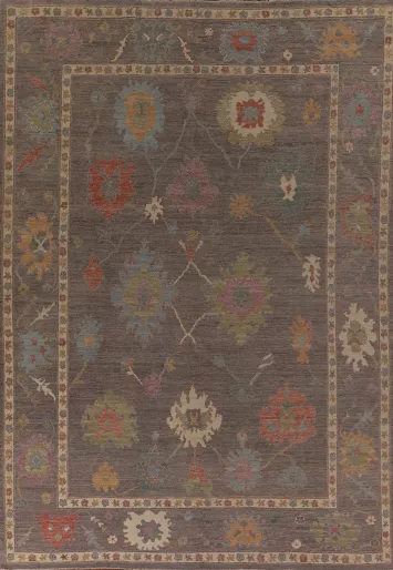 All-Over Gray Oushak Vegetable Dye Area Rug 9x12