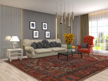 Pre-1900 Antique Vegetable Dye Heriz Persian Area Rug 9x12