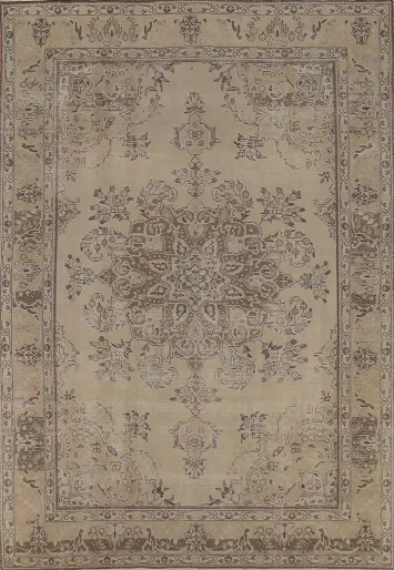 Distressed Wool Tabriz Persian Area Rug 8x11