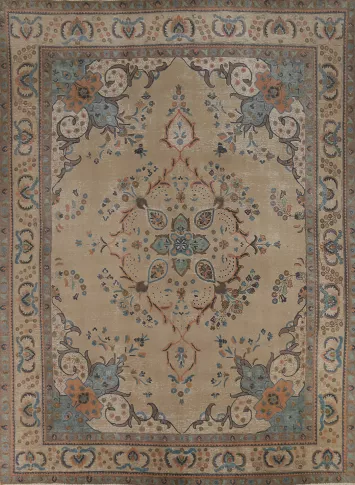 Vintage Wool Tabriz Persian Area Rug 10x12