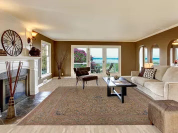 Orange Floral Wool Mashad Persian Area Rug 10x13