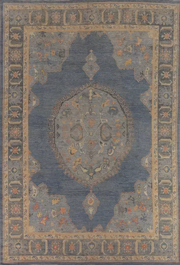 Vegetable Dye Blue Oushak Oriental Area Rug 9x13