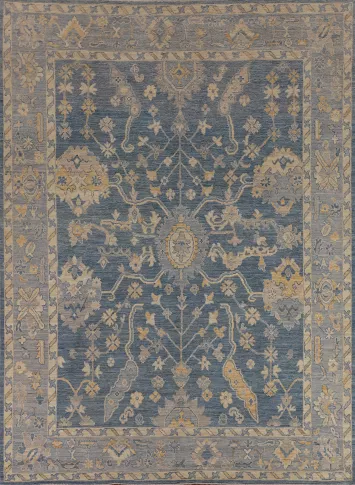 Handmade Blue Oushak Vegetable Dye Area Rug 8x10