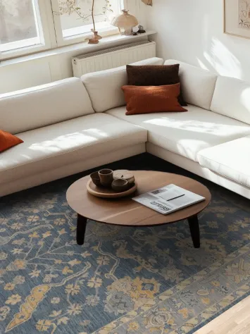 Handmade Blue Oushak Vegetable Dye Area Rug 8x10